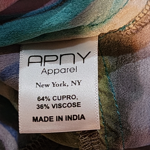 APNY Multicolor Watercolor Stripe Button Down Blouse L Roll Tab Sleeve - Picture 9 of 9